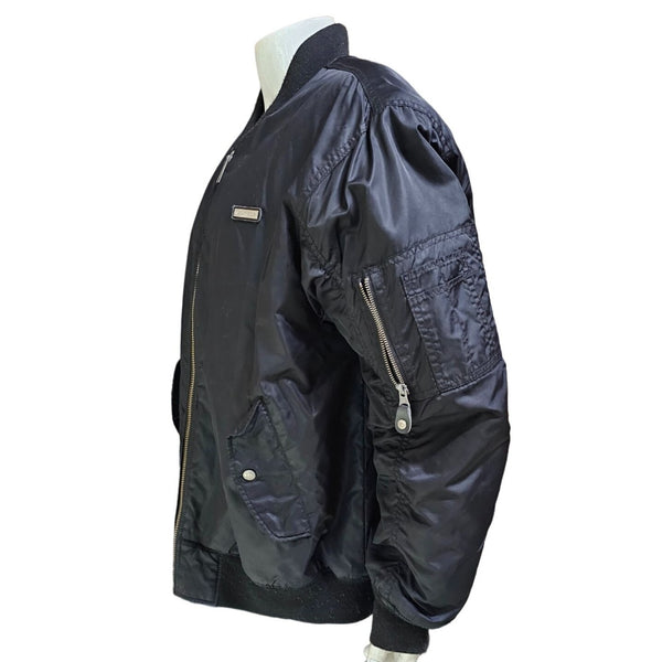 Vintage South Pole Men's Black Reversible Quilted Bomber Jacket, Size Large