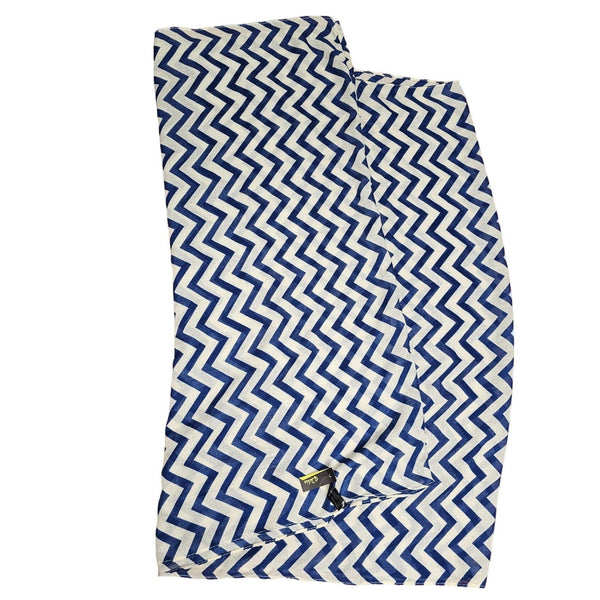 Blue and White Zig-Zag Design Sheer Infinity Scarf 34x31 Folded