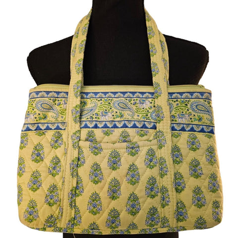 Vera Bradley Citrus Elephant Satchel Lemon Yellow Quilted Canvas Handbag