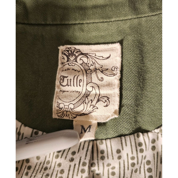 Tulle Khaki Army Green Utility Jacket for Women. Feminine Military Style Size M