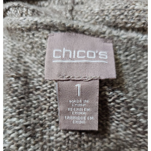 Chico's Earth Colored Open Casual Everyday Sweater Cardigan, Size 8
