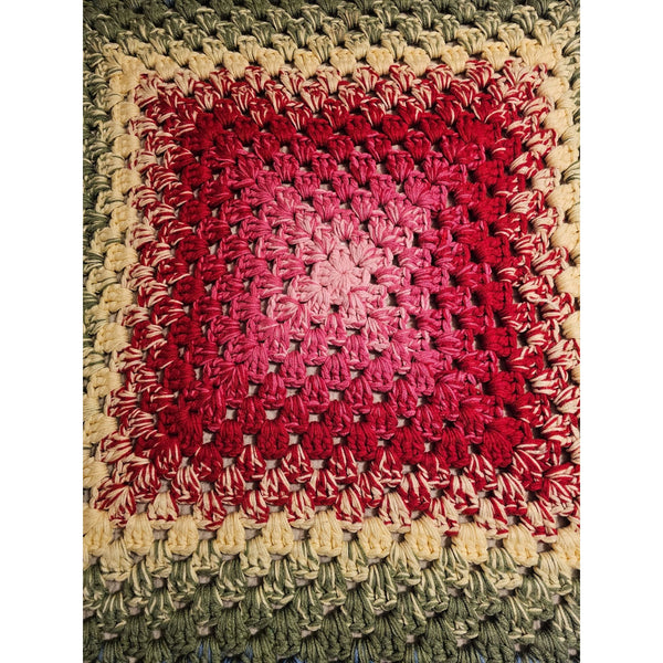 Vintage Style Small Chunky Square Lap Blanket. Knitted Crochet Couch Afgan 40x40