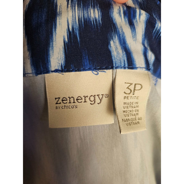 Zenergy by Chico's Lightweight Blue & White Front Zip Stretchable Windbreaker 16P