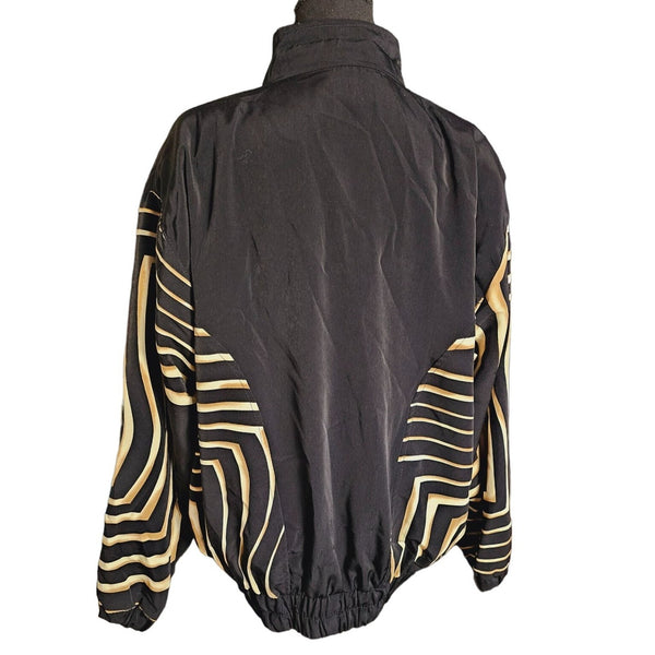 Rainbow Black and Gold Loose Fit Front Zip Windbreaker Jacket