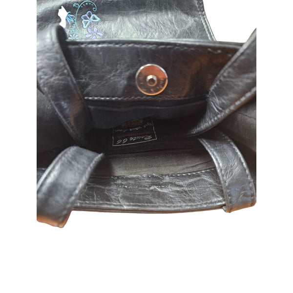 Route 66 Faux Black Leather Shoulder Bag
