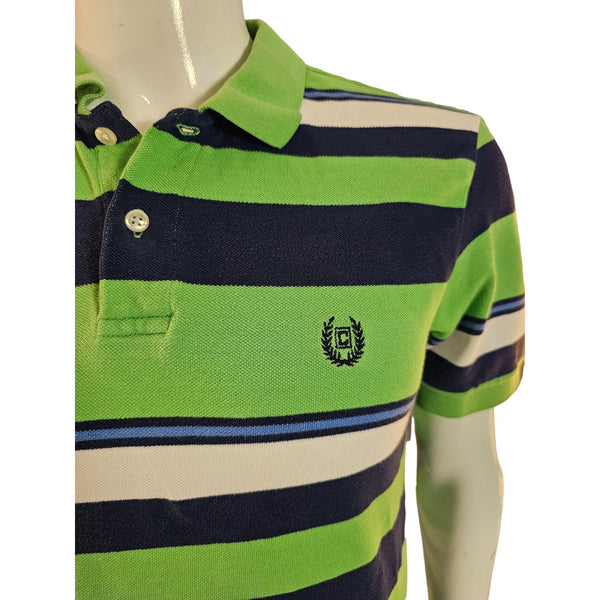 Vintage Chaps Striped Polo Shirt Green & Navy M