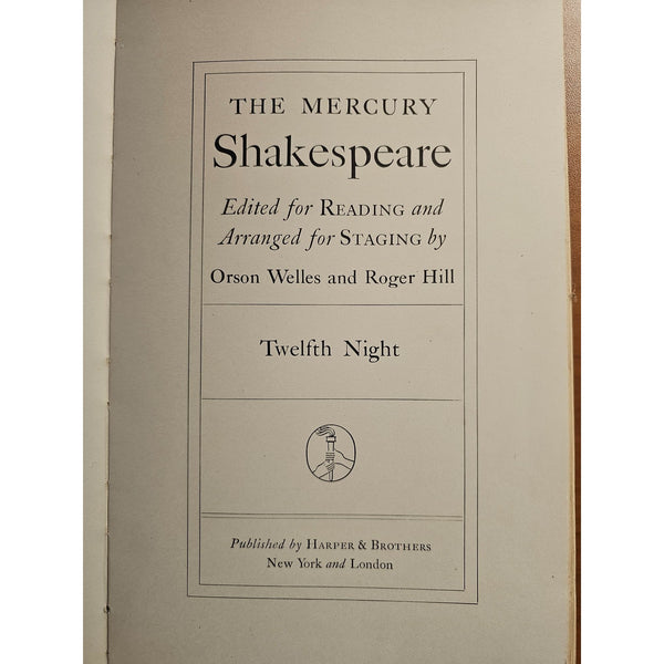 Mercury Shakespeare Twelfth Night 1939 Edited for reading & arranged for staging