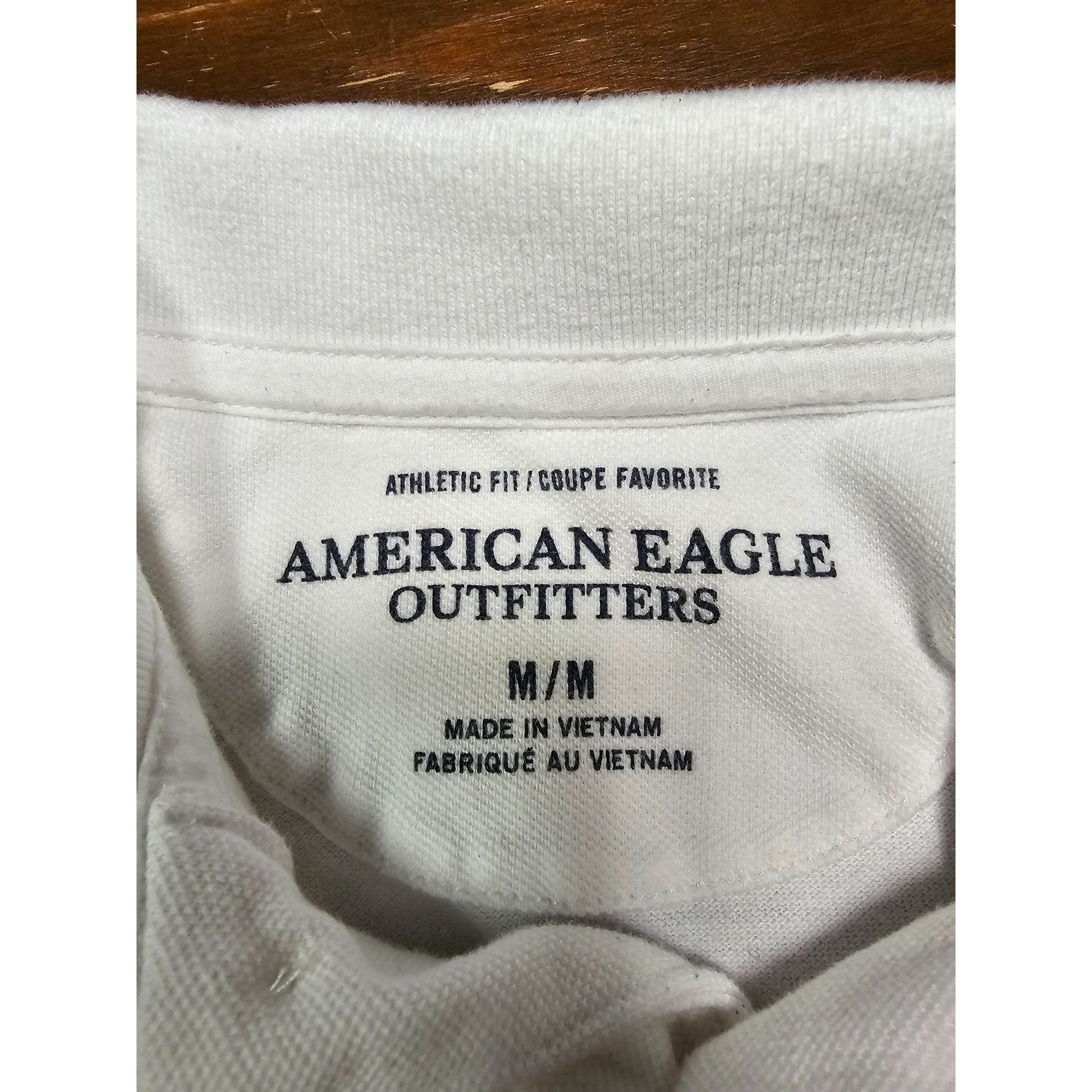 American Eagle Outfitters White Polo Shirt, Size Medium