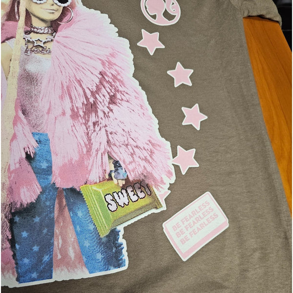 Barbie Size M, Be Fearless, Living The Dream Graphic Brown T-Shirt