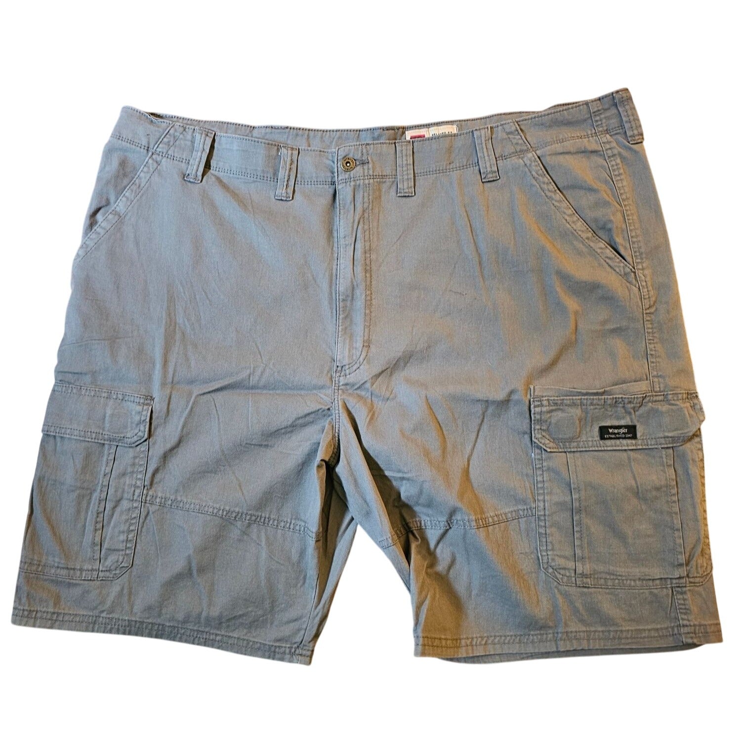 Wrangler Mens Relaxed Fit Gray Cargo Shorts Size 48 Durable & Comfortable