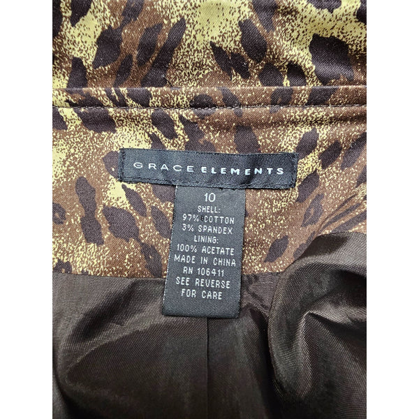 Grace Elements Leopard Print, Cropped Stylish Jacket, Size 10
