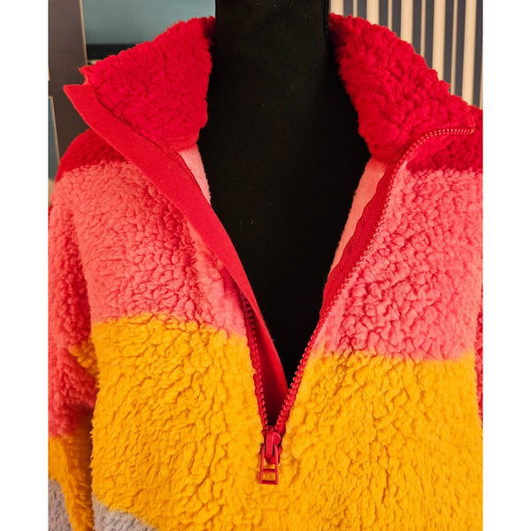 Old Navy Large Fleece Pullover Sherpa Half-Zip Rainbow Multicolor, Size Large