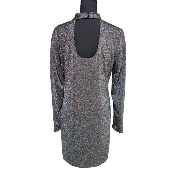 Versona Nylon & Metallic Blend, Long Sleeve, Above the Knee, Party Dress Size L