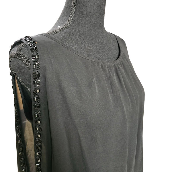 Scarlett Blouson Chiffon Sleeveless Black Mini Dress, Size 8