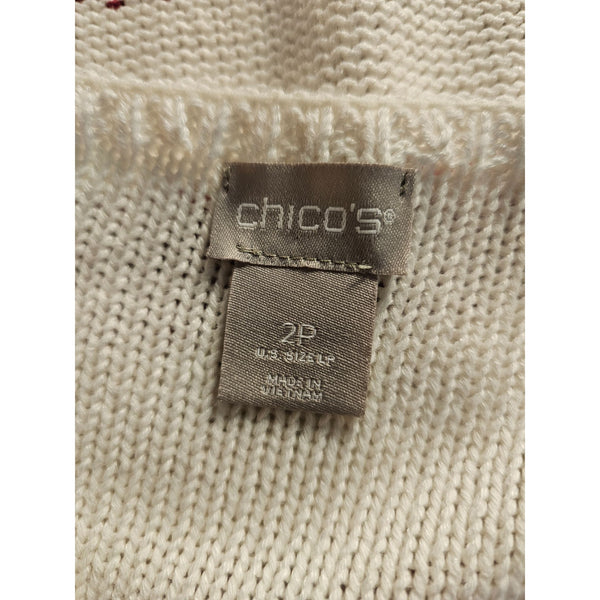 Chico's Women's Oversized Striped Sweater Size 12P Cotton, Linen & Rayon Blend