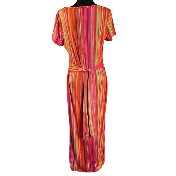 Smooth & Stretchy Vibrant Maxi Lightweight Summer dress w/ Sexy side splits, XL