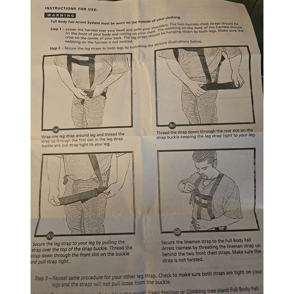 Hunters View Full Body Fall Arrest System Harness 300 Lbs Capacity