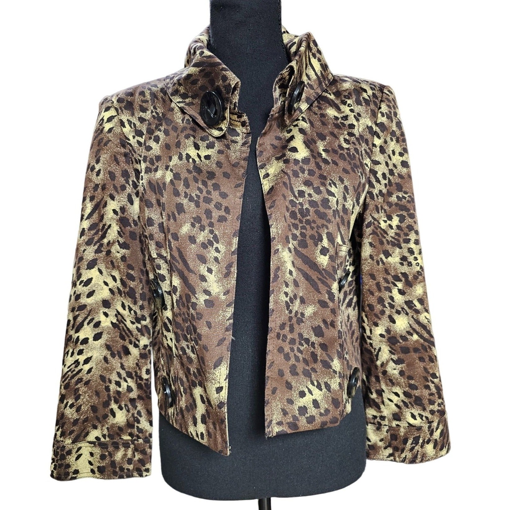 Grace Elements Leopard Print, Cropped Stylish Jacket, Size 10