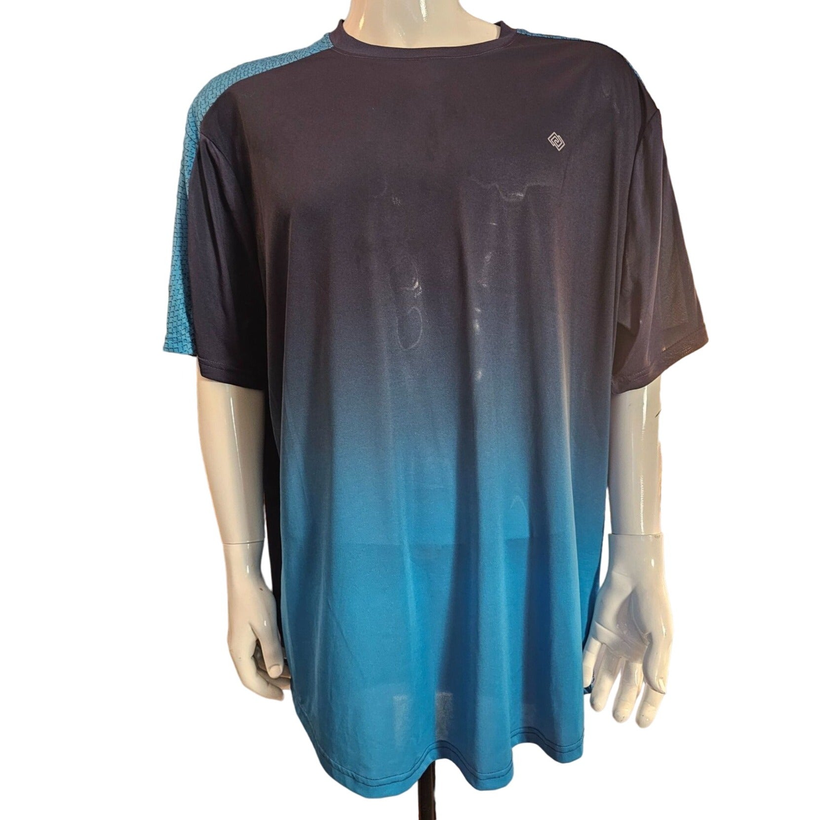 Zelos Big & Tall 2XLT Gradient Blue Breathable Short Sleeve Semi-Sheer T-Shirt