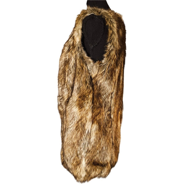 Springfield Faux Fur Mid-Length Open Loose Fit Smooth and Soft Vest, Size M