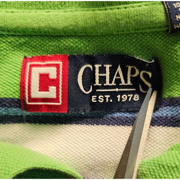 Vintage Chaps Striped Polo Shirt Green & Navy M