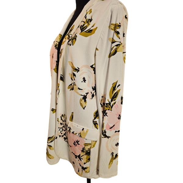 Floral Open-Front Blazer Jacket By Philosophy In Lightweight Rayon Blend, Large