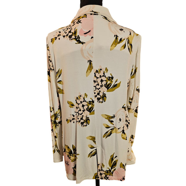 Floral Open-Front Blazer Jacket By Philosophy In Lightweight Rayon Blend, Large