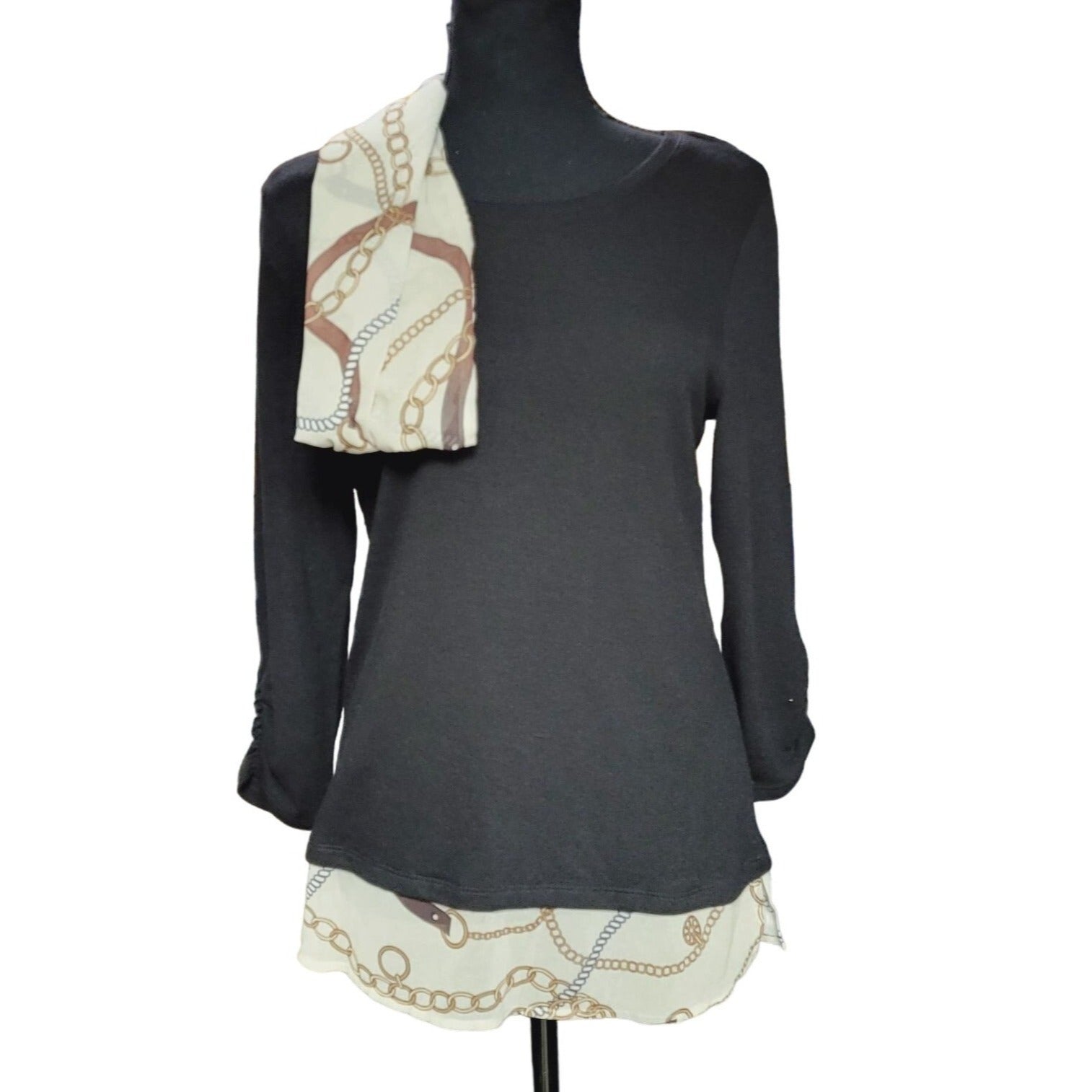 Soleillee Mock Layered Women's Lightweight Casual Blouse. Size Small