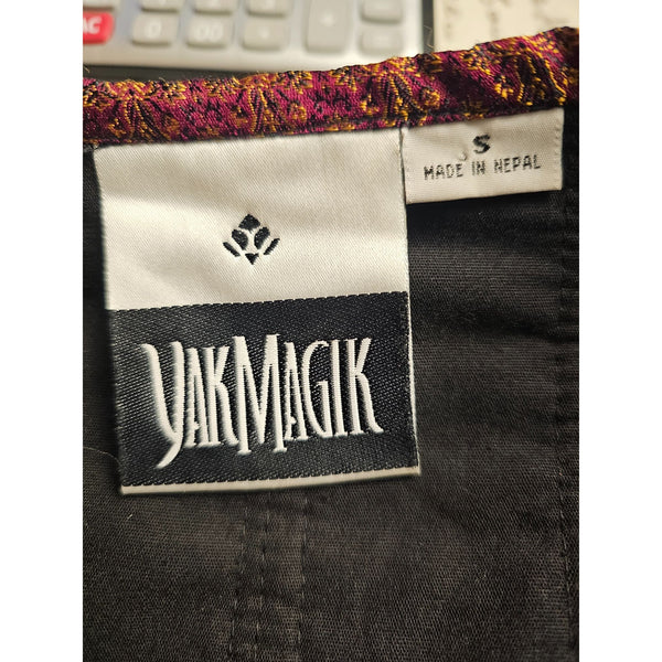 Yak Magik Velvet Black Soft Lined Cotton Jacket with Silk Multicolor Trim Stripes