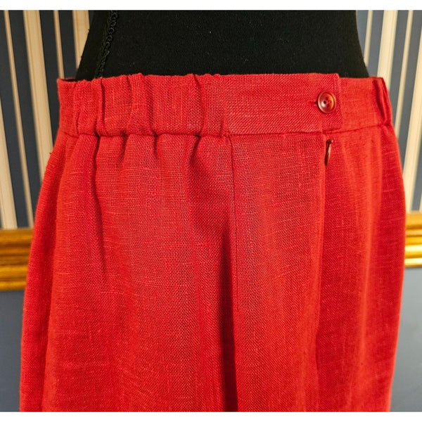 Harvé Benard Classic Linen Power Red Skirt Suit Size 12P