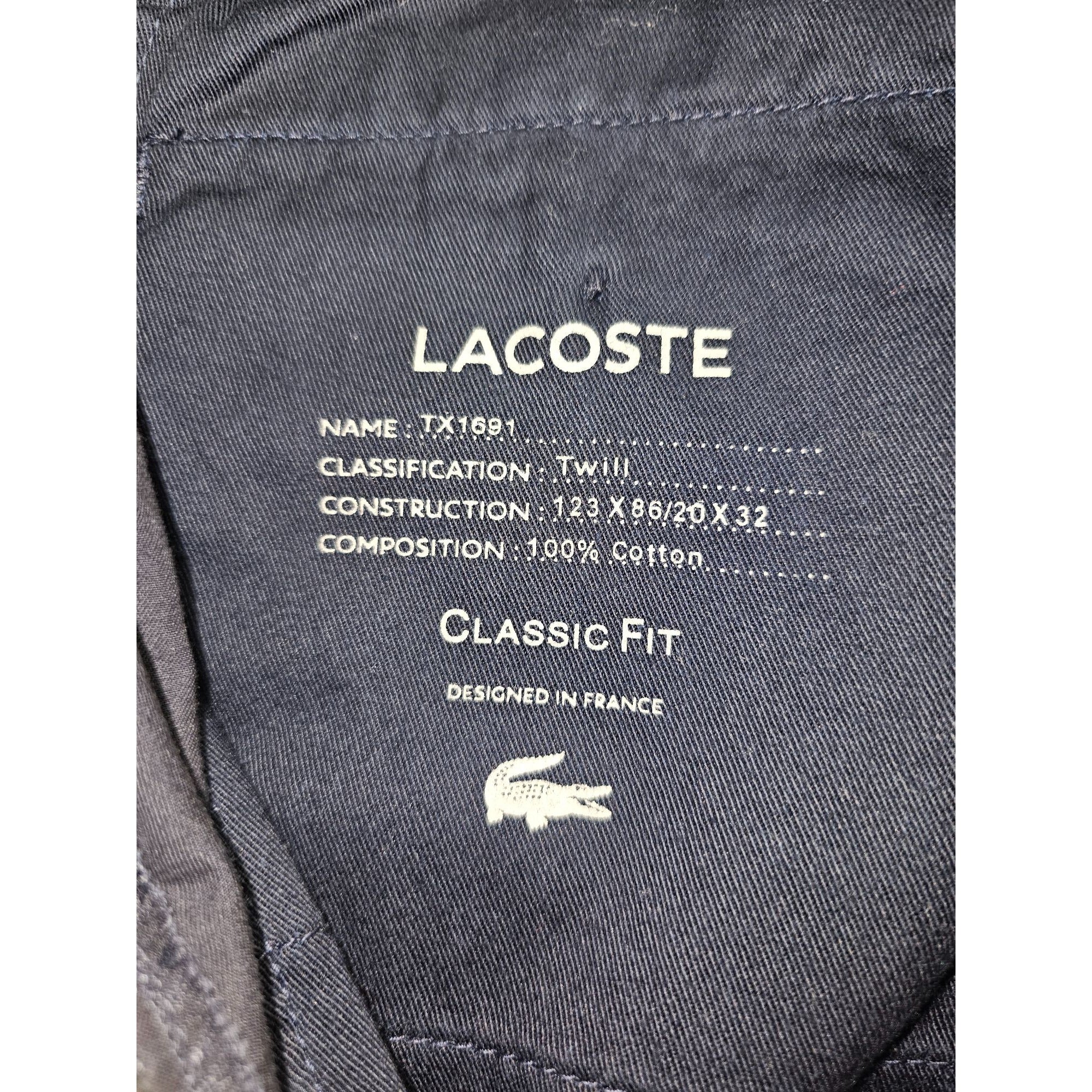Lacoste Dark Navy Blue Chino Casual Regular Fit Men's Shorts, Size 40