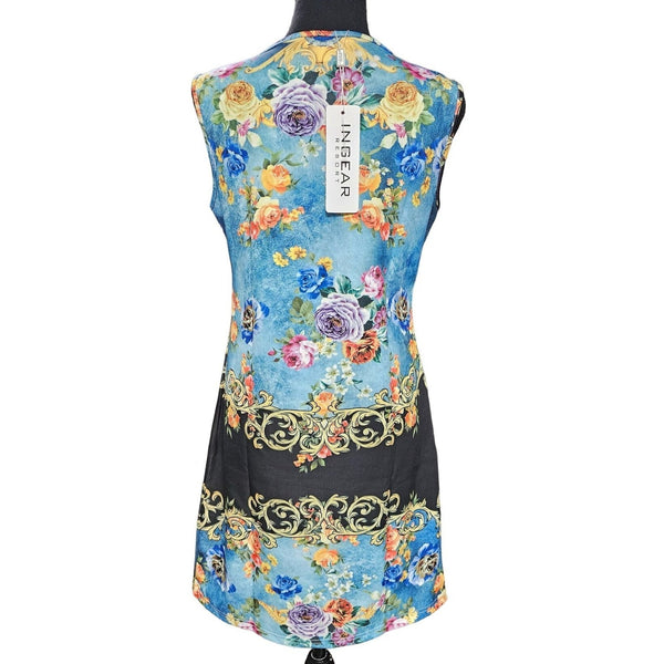 Ingear Resort Shift Style, Summer, Victorian Floral Mini Dress, Size Large