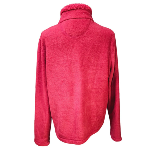 Croft & Barrow Red Fleece Whimsical Front Pattern Full Zip Jacket Coat, Size M