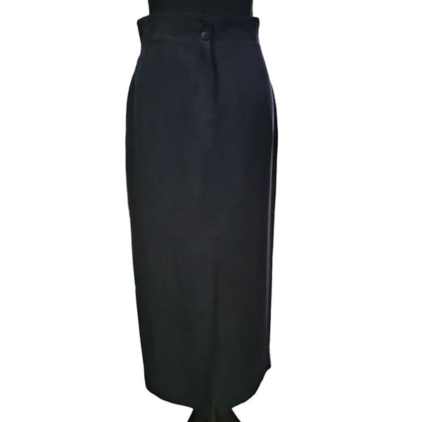 Liz Claiborne Full Length 100% Silk Exterior Pencil Dark Navy Blue Skirt Size 4P