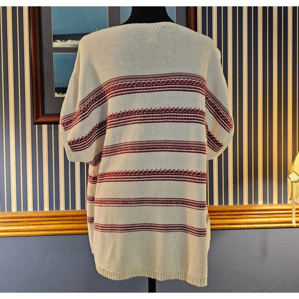 Chico's Women's Oversized Striped Sweater Size 12P Cotton, Linen & Rayon Blend