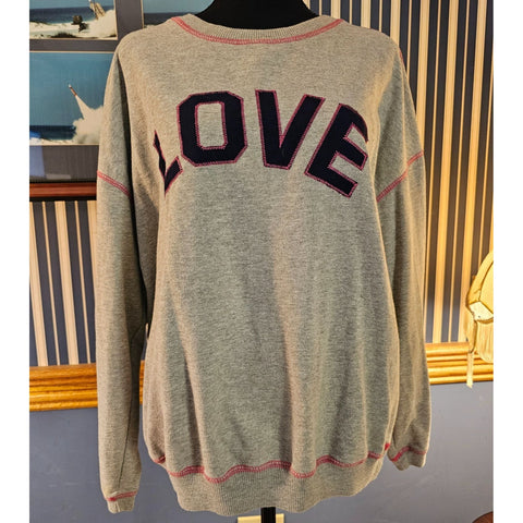 Bobbie Brooks Ladies Love Soft and Comfy Sweatshirt Gray & Pink, Size L