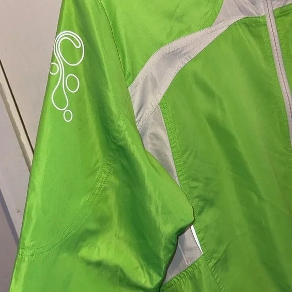 Brooks Womens Lime Green Windbreaker Jogging Jacket W/ Brooks Shelter Technology