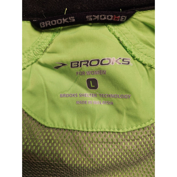 Brooks Womens Lime Green Windbreaker Jogging Jacket W/ Brooks Shelter Technology