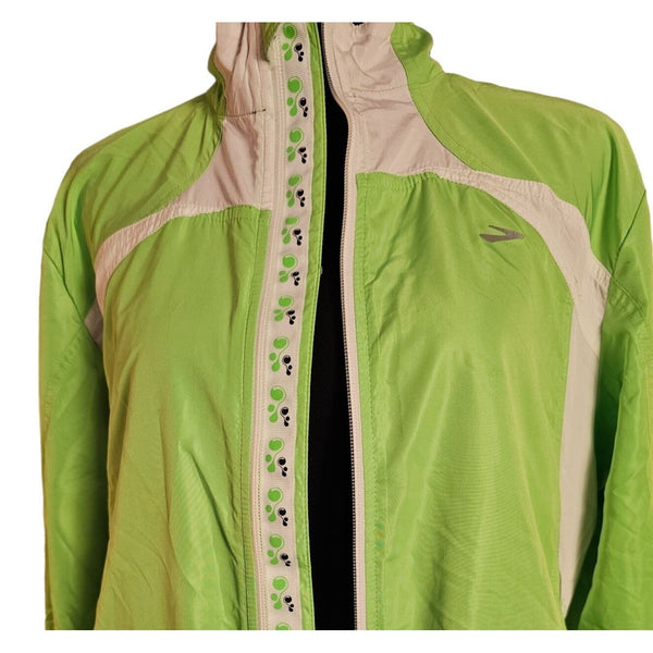 Brooks Womens Lime Green Windbreaker Jogging Jacket W/ Brooks Shelter Technology