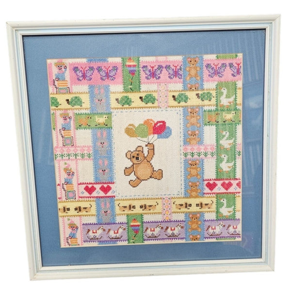 Handmade with Love Cross Stitch Teddy Bear Baby Room Professionally Framed Decor