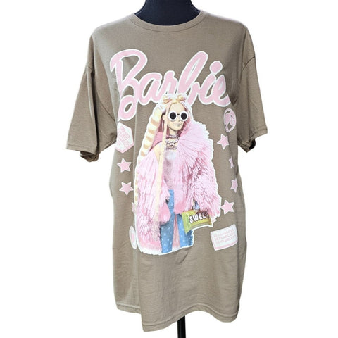 Barbie Size M, Be Fearless, Living The Dream Graphic Brown T-Shirt