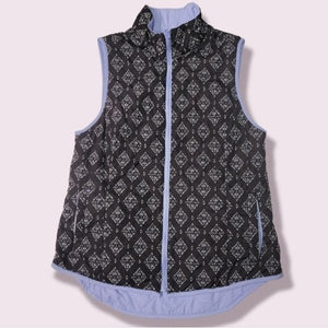 𝅺Bit & Bridle Reversible Blue and Black Quilted Puffer Women's Vest, Size Small