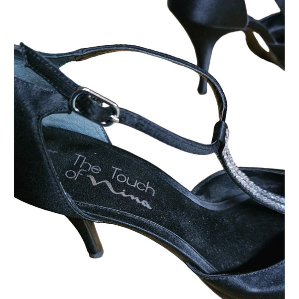 Touch of Nina Black Satin Women's Platform High Heels Dress Formal Shoes, Size 7