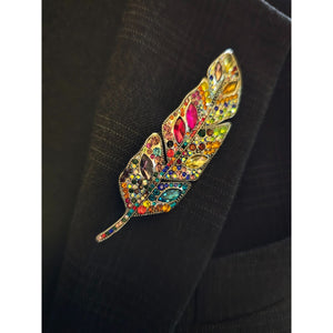 Colorful Feather Rhinestone Brooch. Add a Bold Accent to Your Style!