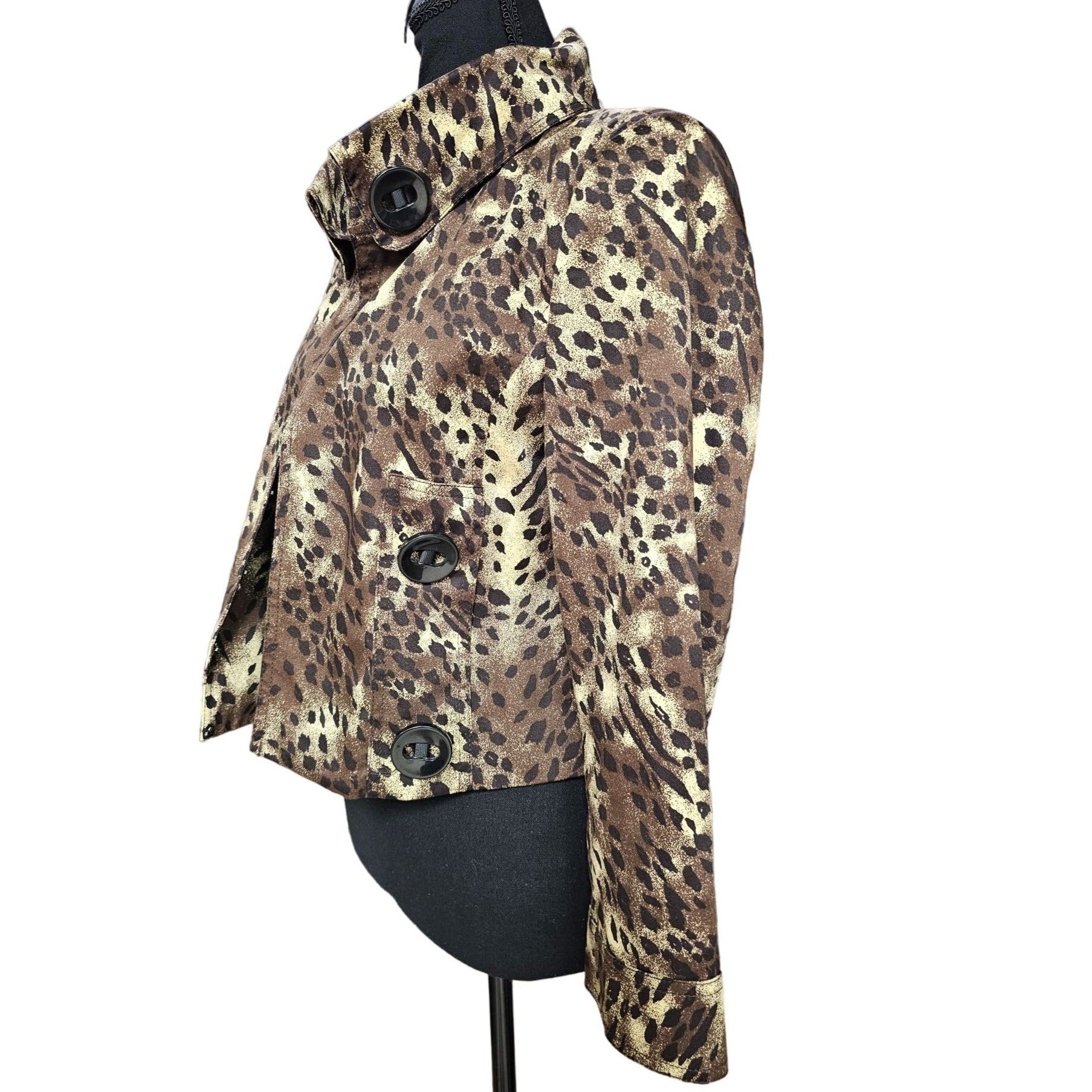 Grace Elements Leopard Print, Cropped Stylish Jacket, Size 10