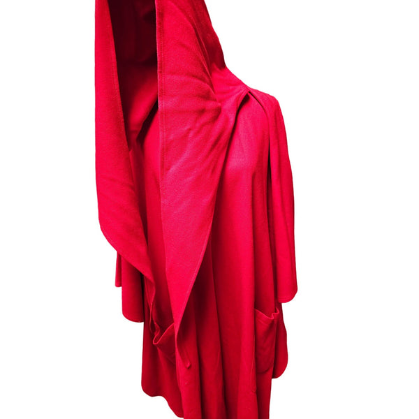 harve benard Stunning Vintage Wool Blend Red Hooded Cape Poncho with Pockets