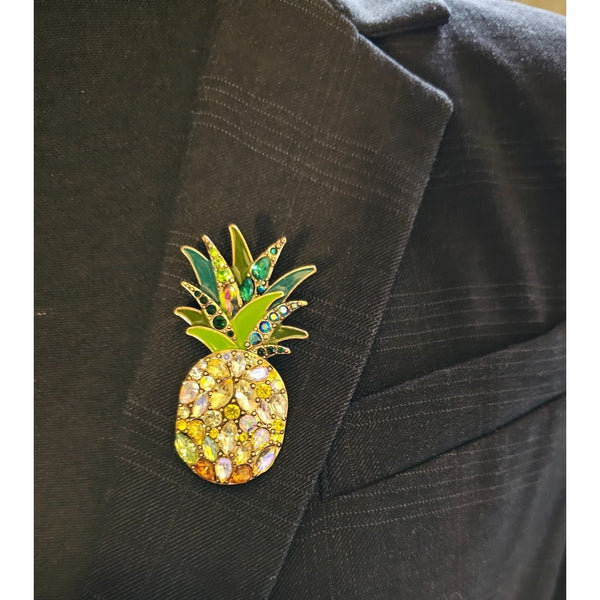 Pineapple Crystal and Rhinestone Jeweled Brooch 26