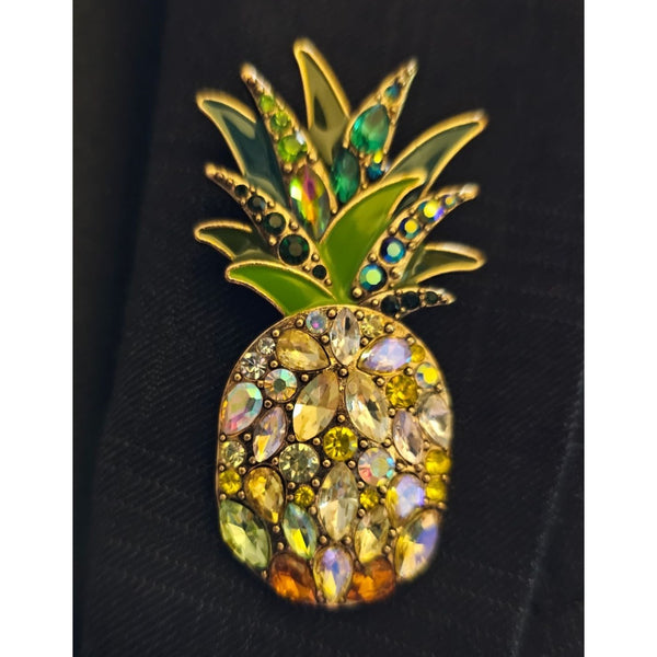 Pineapple Crystal and Rhinestone Jeweled Brooch 26