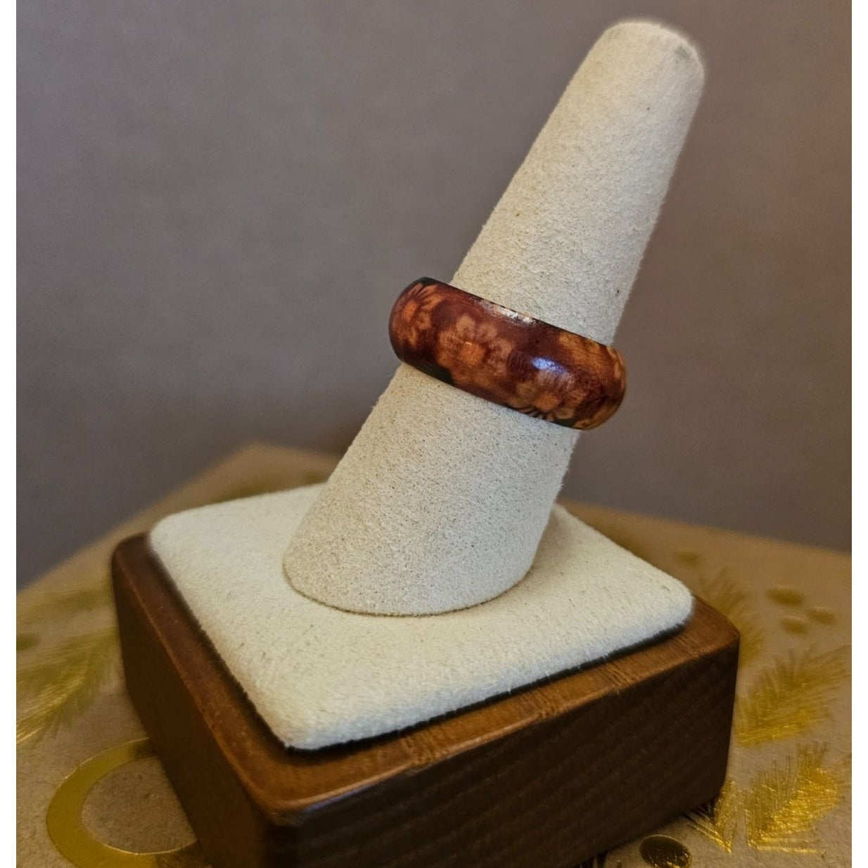 Size 8.5 Real Wood Unisex Ring Handcrafted Matte Finish Minimalist Jewelry