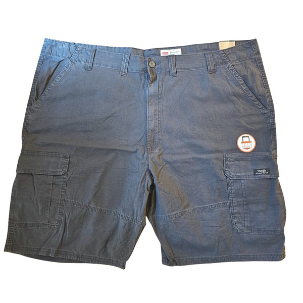 Wrangler Mens Relaxed Fit Charcoal Cargo Shorts With Tech Pocket 48